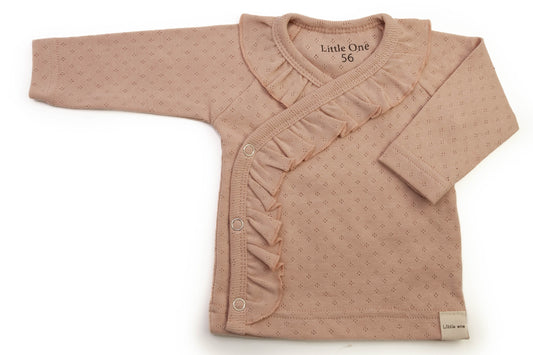 Wrap shirt ruffle openwork pink