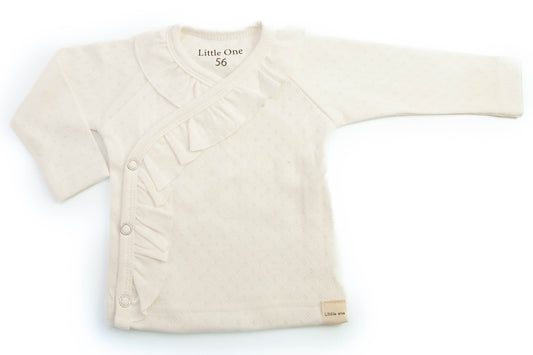 Wrap shirt ruffle openwork ecru