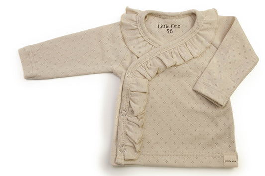 Wrap shirt ruffle openwork beige natural