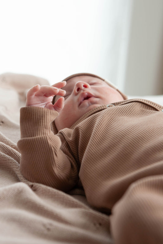 Baby romper rib cocoa