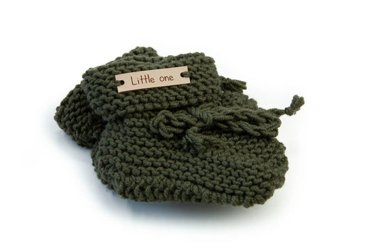 Merino wool slippers moss green