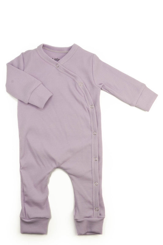 Baby romper suit ribbed purple