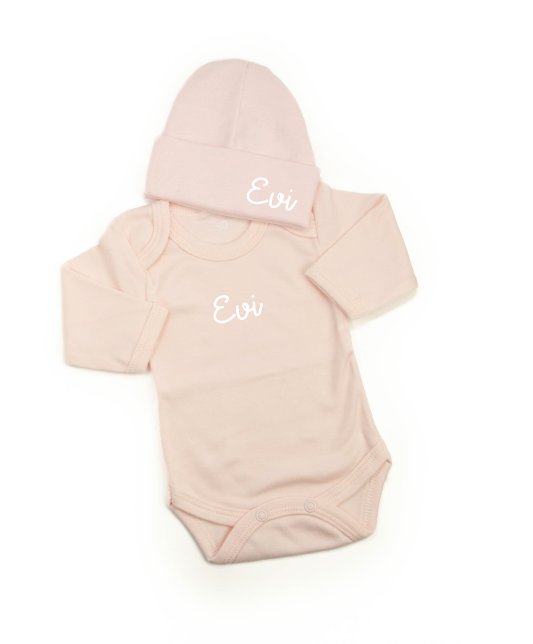 Gepersonaliseerd romper setje zacht roze