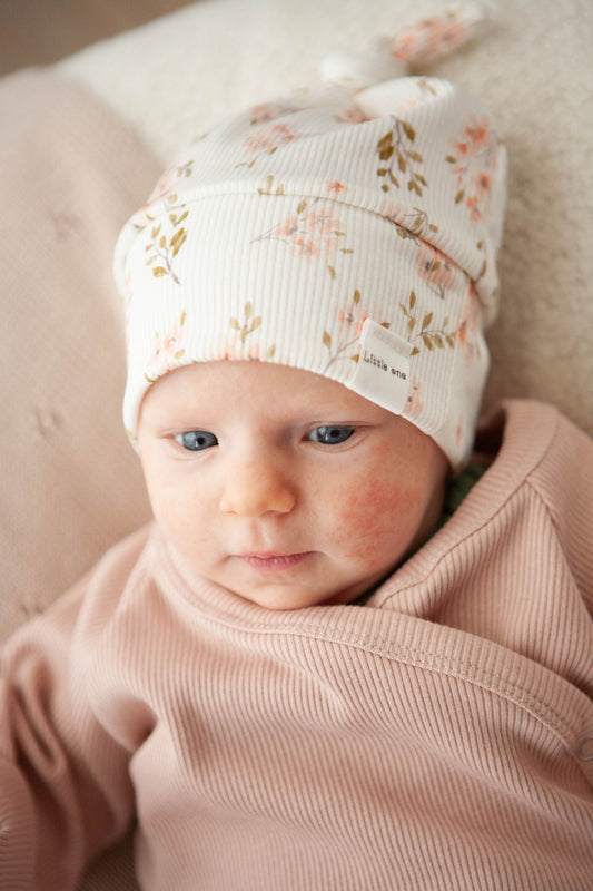 Baby hat rib flowers