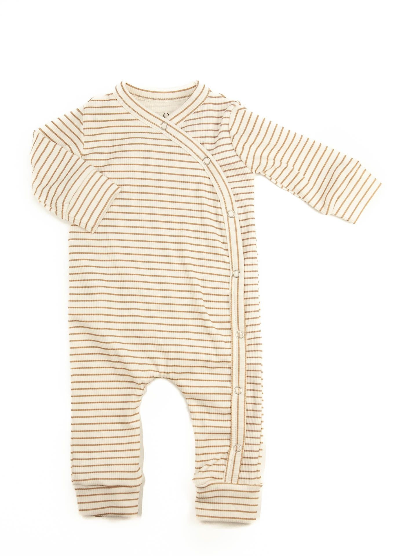 Baby Strampler Rippe Karamell Streifen