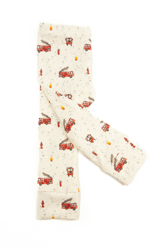 Baby rib leggings with fire engines