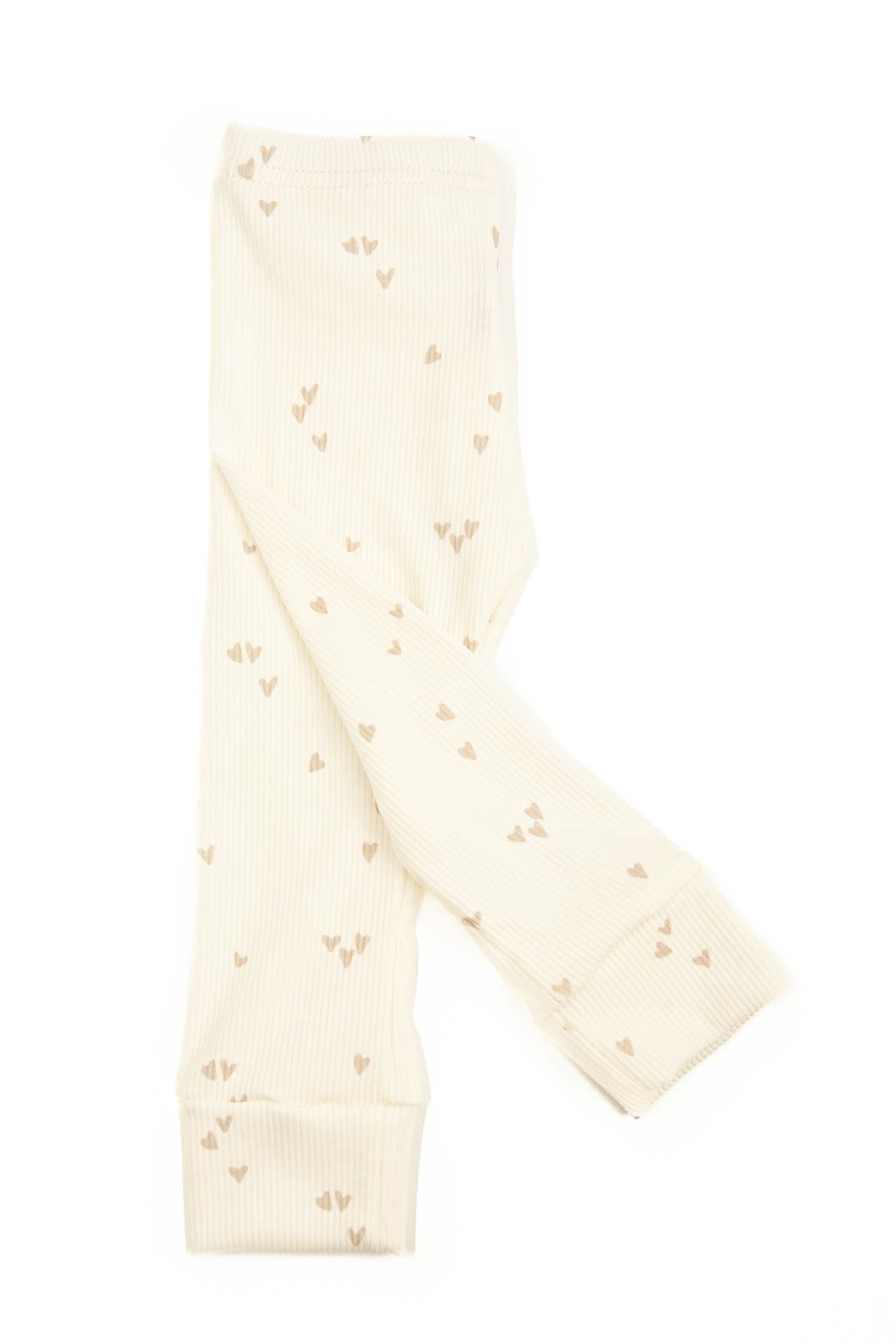 Baby Leggings gerippt Ecru Herzen