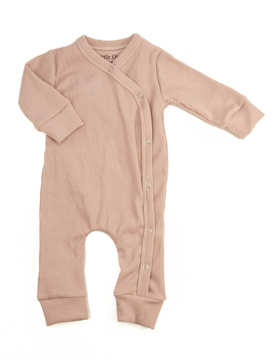 Baby romper suit ribbed old pink