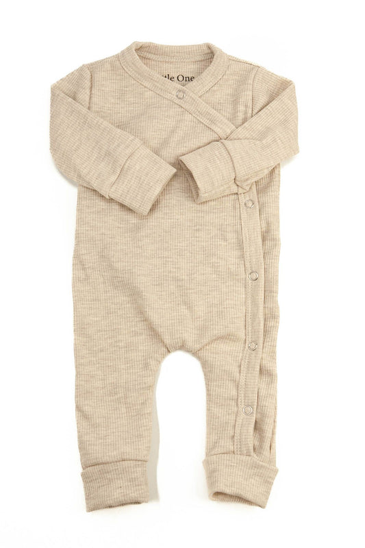 Baby romper suit rib beige melange