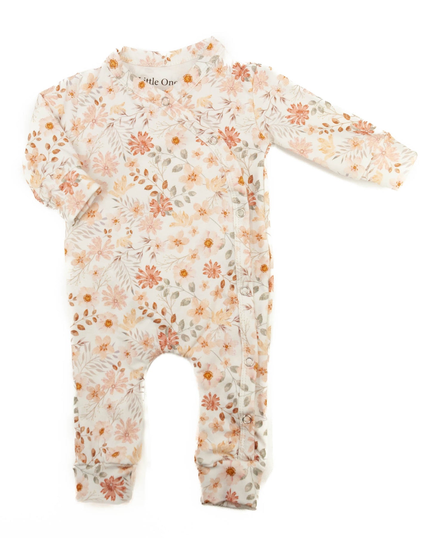 Pfirsichfarbener Blumen-Strampler
