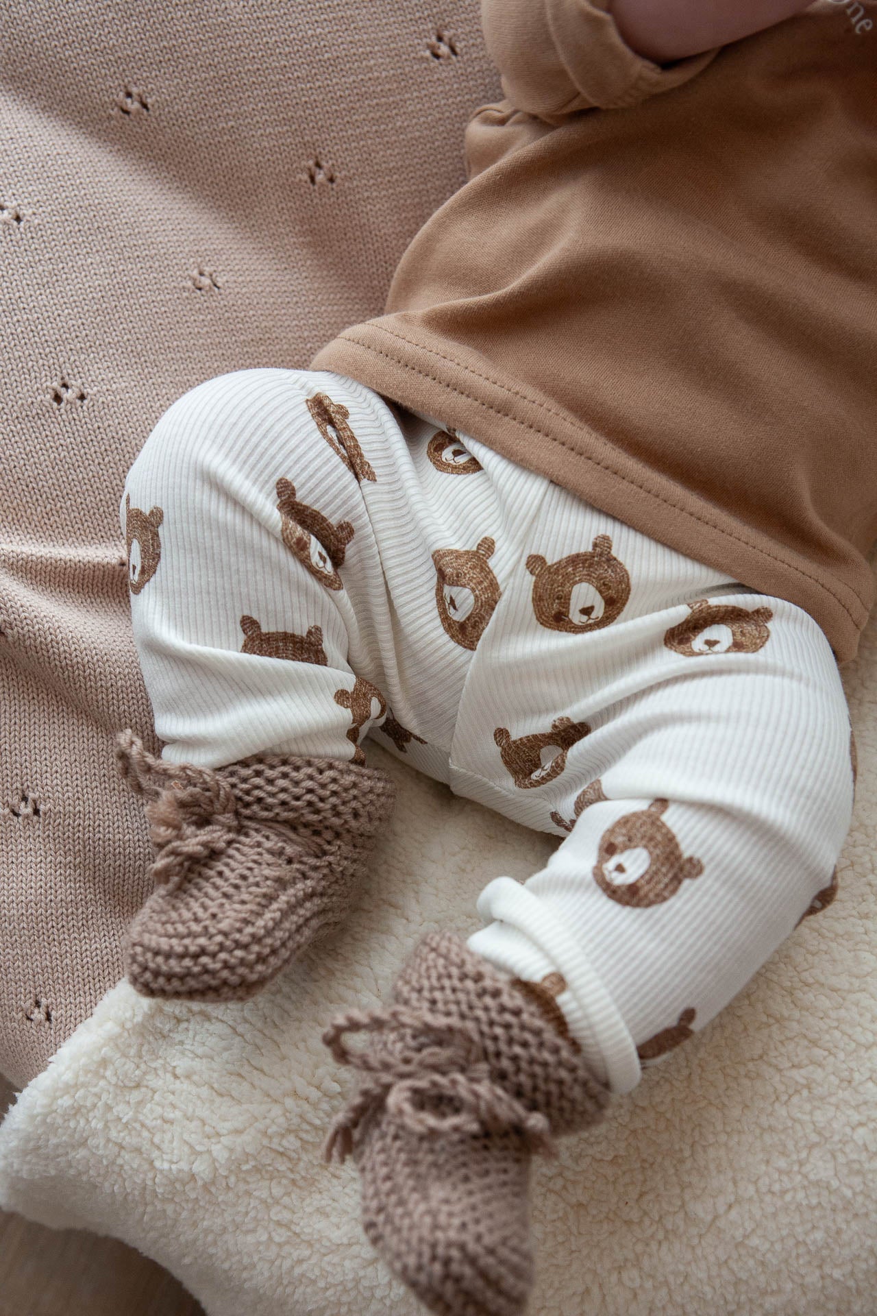 Cable-knit pants natural