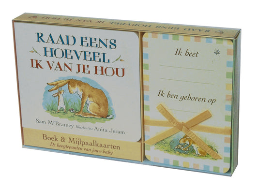 Raad eens hoeveel ik van je hou. Kartonboekje en mijlpaalkaarten