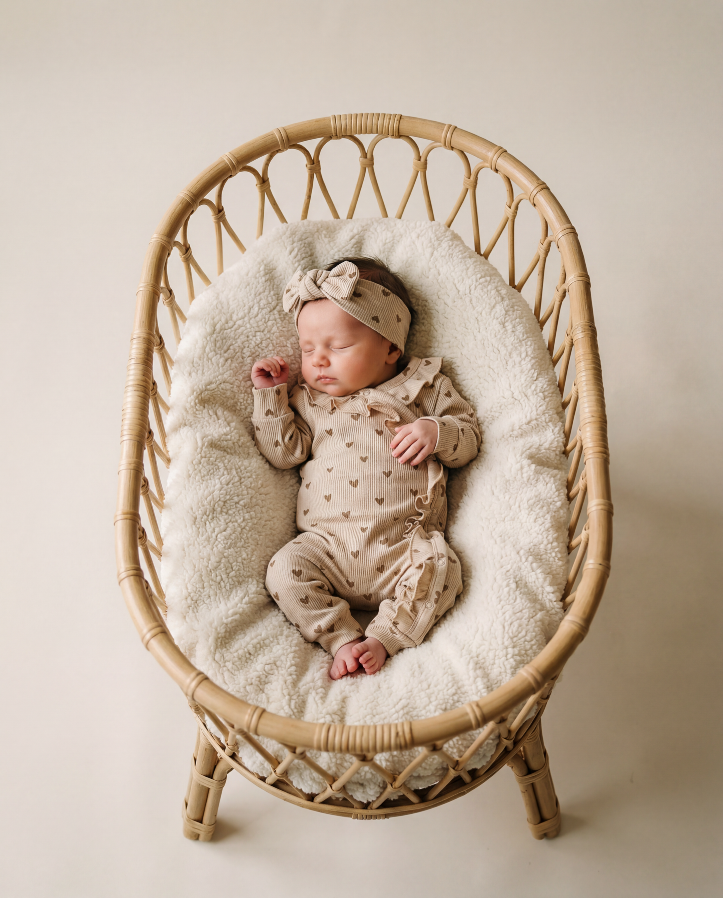 Boxpakje ruffel baby rib hartjes sand