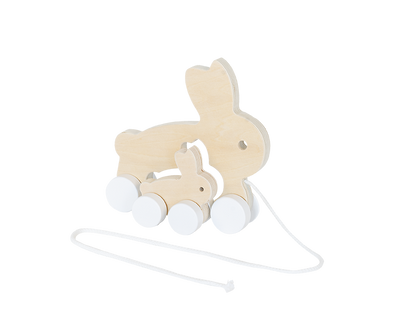 Eco friendly wooden rabbit pull toy