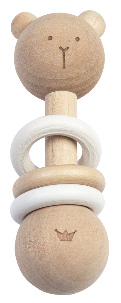 Eco-friendly wooden bear rattle