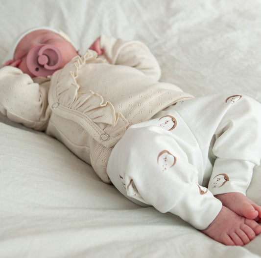 Wickelshirt Rüschen durchbrochen beige natur