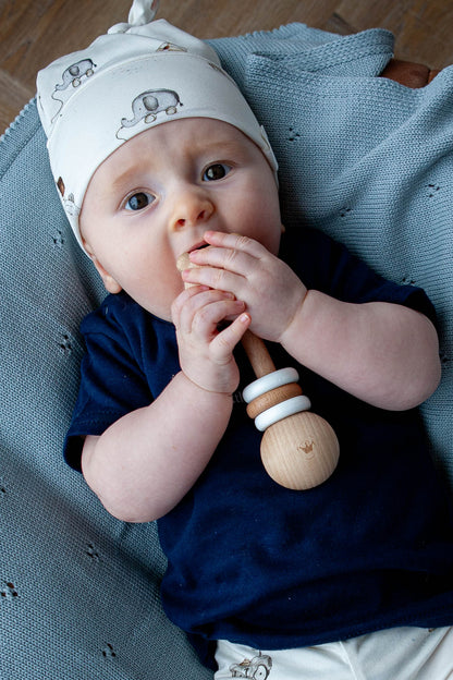 Eco-friendly wooden bear rattle