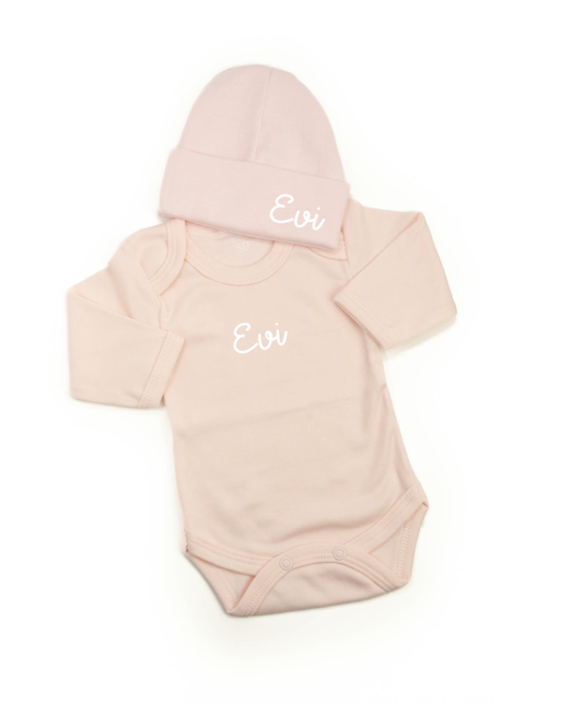 Personalized romper set soft pink