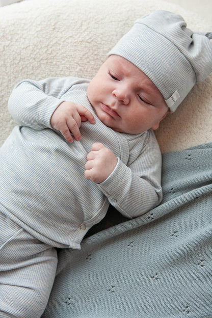 Babymütze Ripp blau/melange