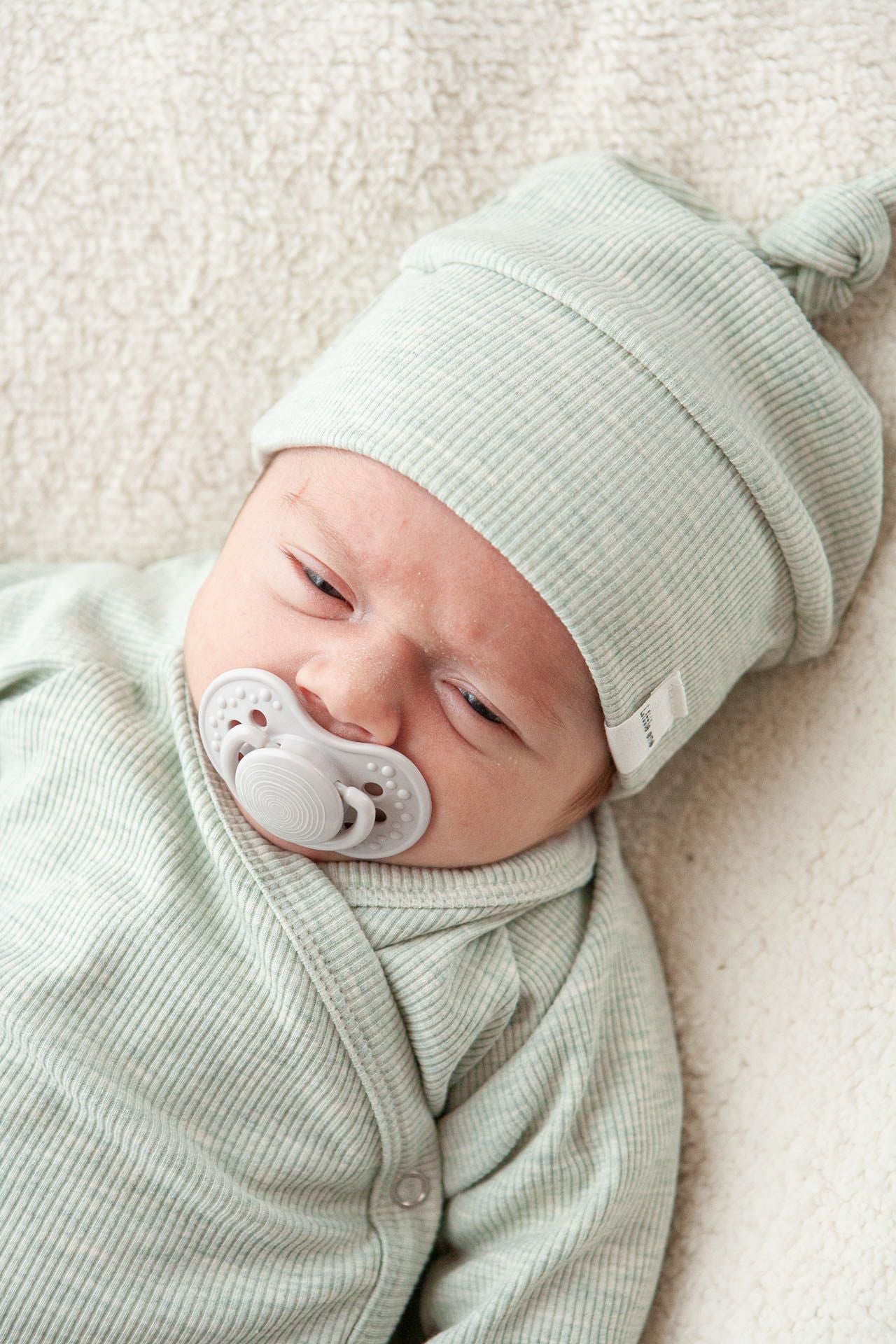 Baby romper suit rib green/melange