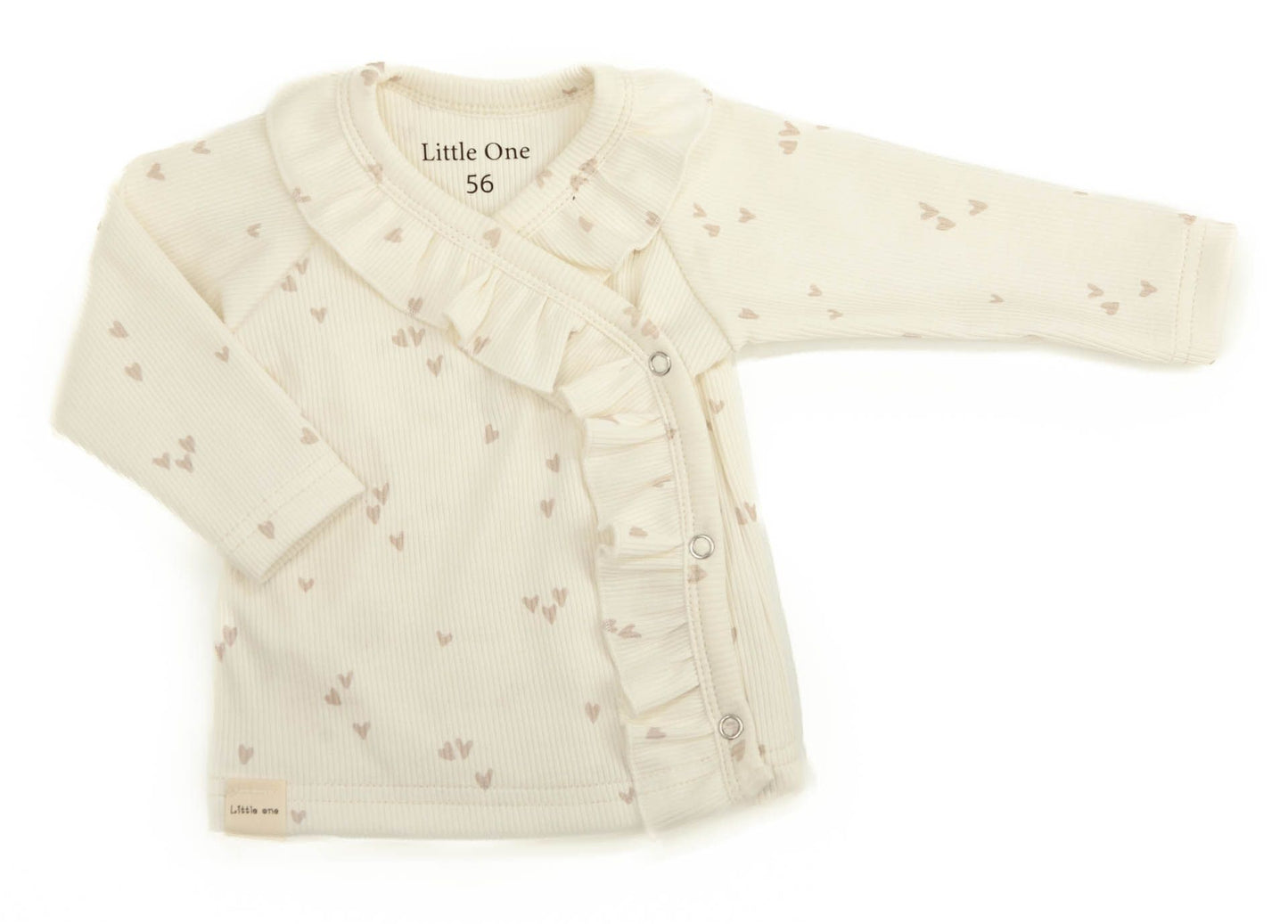 Wickelshirt mit Rüschen, Baby Ribbed Ecru Herzen