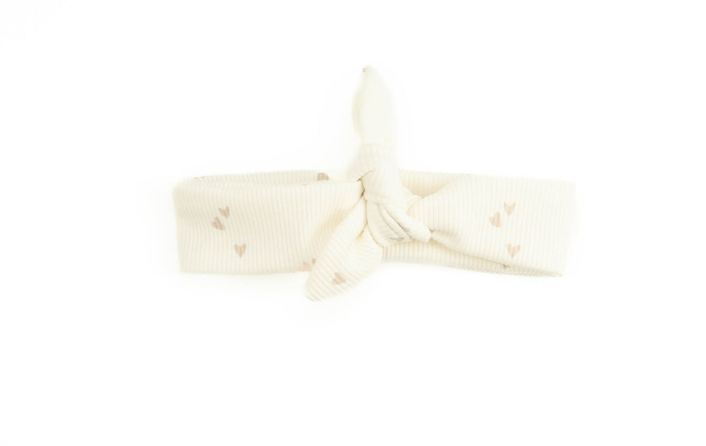 Baby Stirnband gerippt ecru Herzen