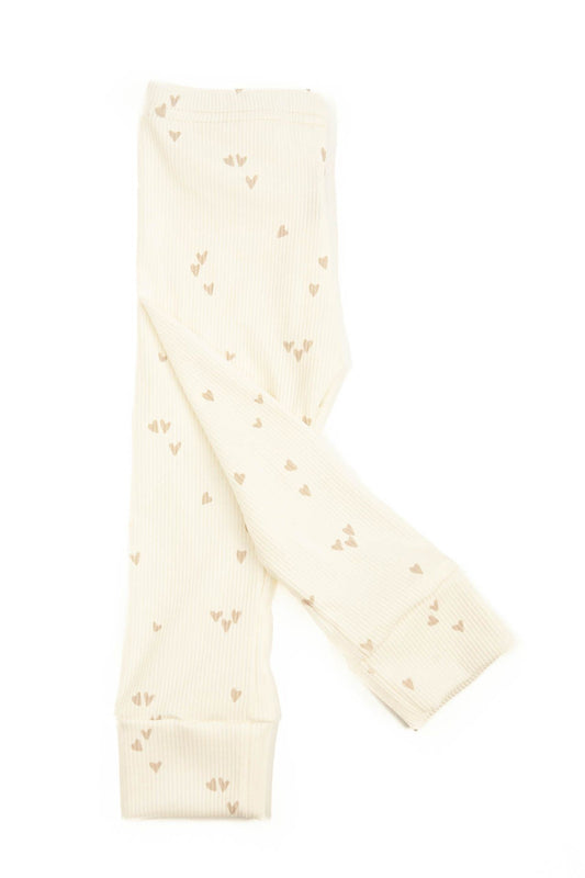 Baby leggings ribbed ecru hearts