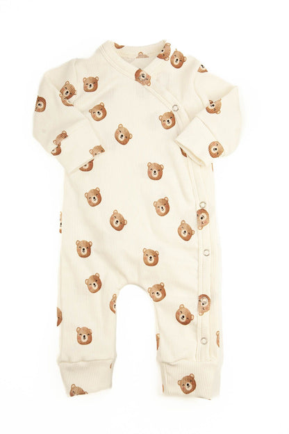 Baby-Strampler mit gerippten Bärenköpfen