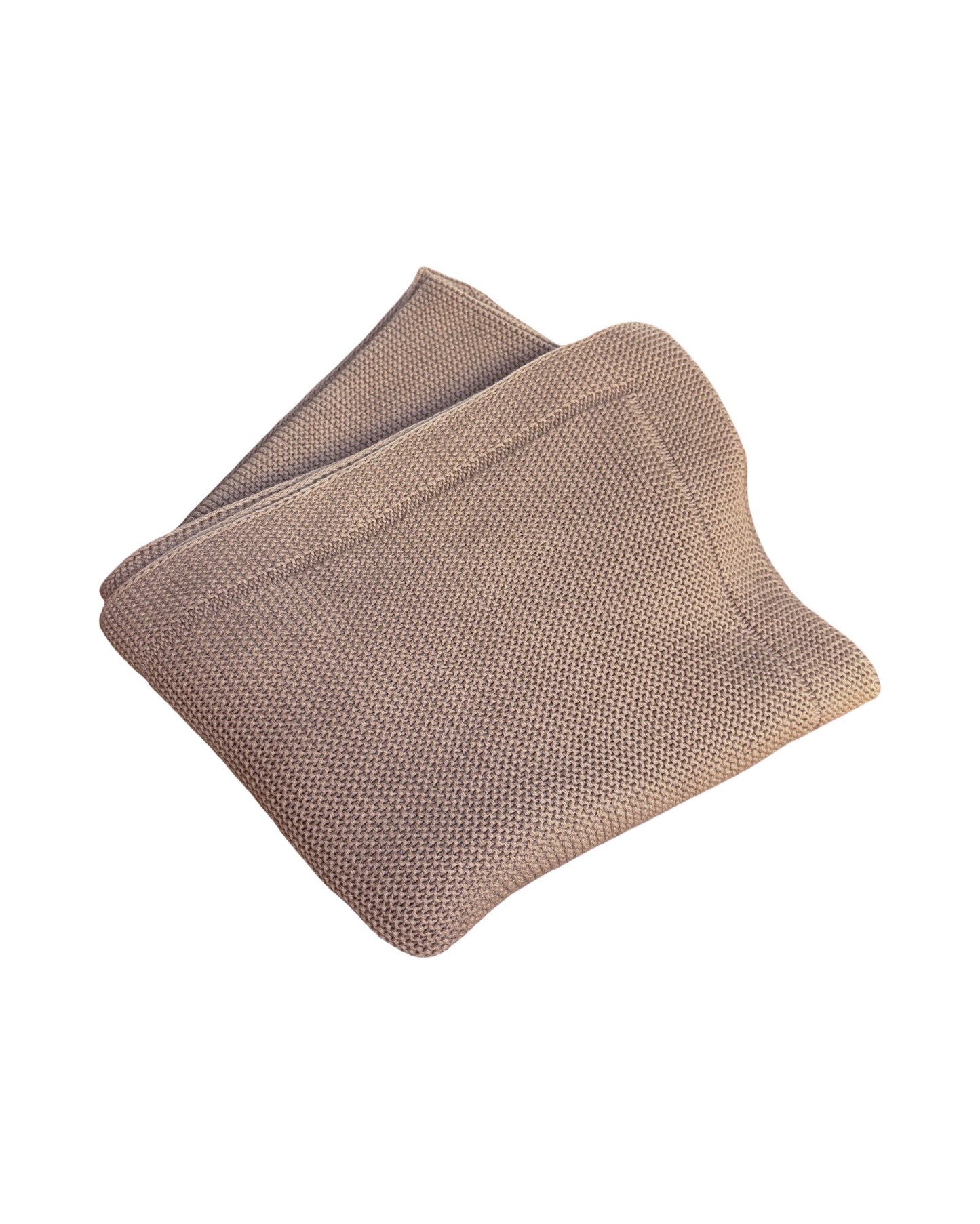 Katoenen dekentje gebreid donker beige