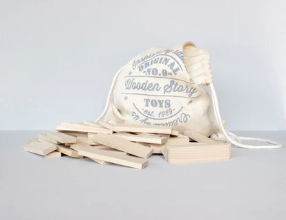 Wooden blocks in bag - 100 pieces