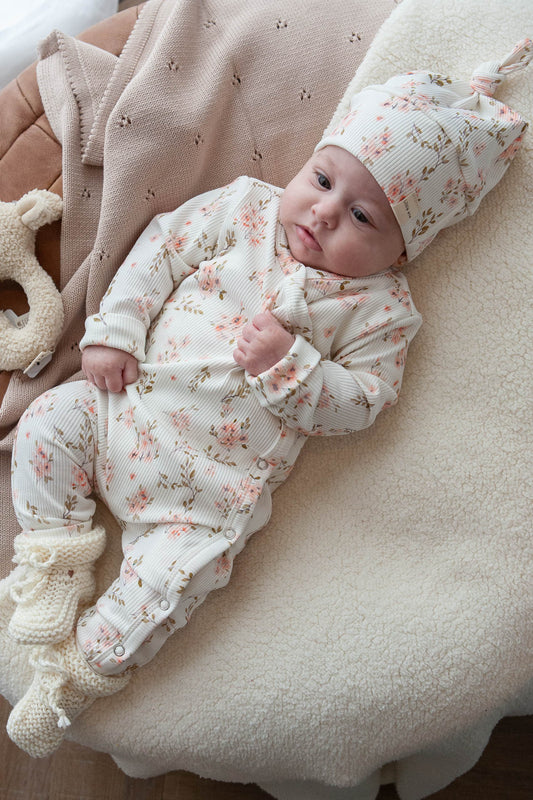 Baby romper rib flowers