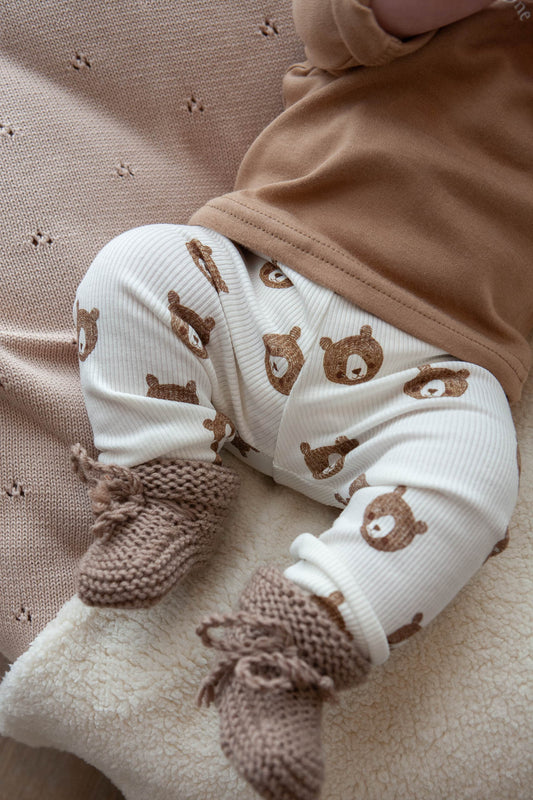 Cable-knit pants natural