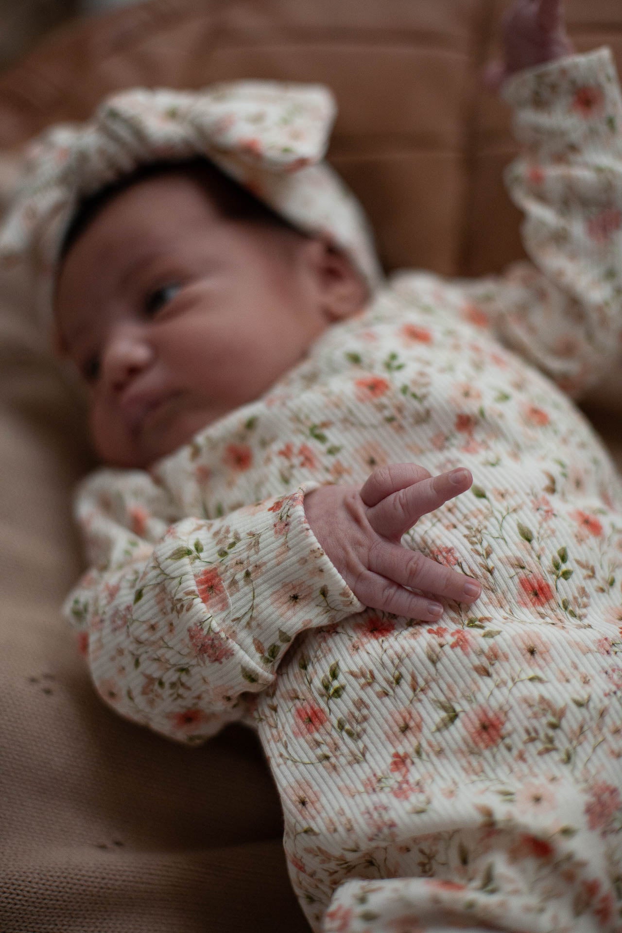 Baby romper rib little one beautiful flowers