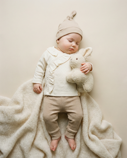Cable-knit pants natural