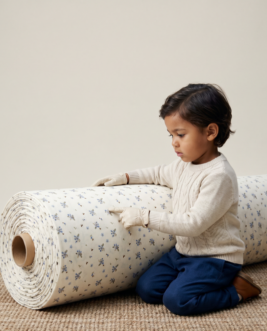 Little one fabric blue flowers