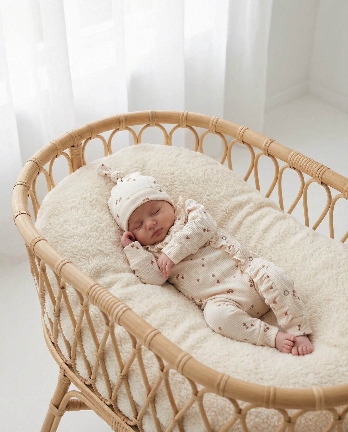 Babystrampler mit gerüschten Rippschleifen