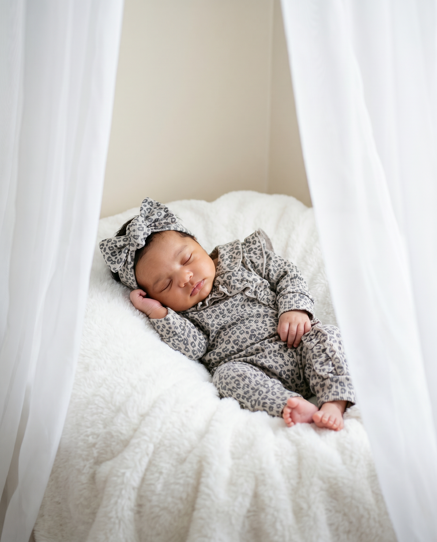Haarbandje baby rib leopard