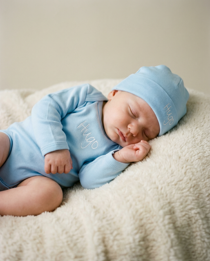 Gepersonaliseerd romper setje baby blauw